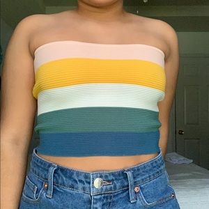 colorful striped pacsun tube top